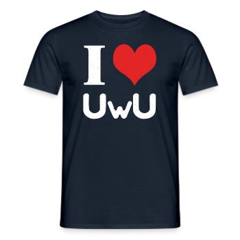 Drôle d’amour UwU Face Vaporwave Anime Esthétique - T-shirt homme - marine - Devant - AI Model Male 178 light (178cm)