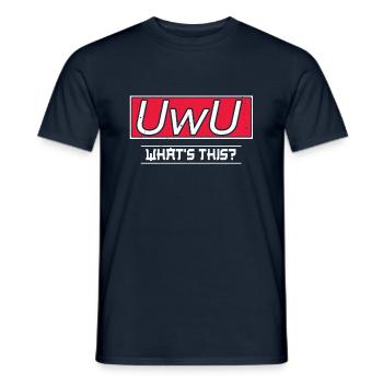 Drôle Qu’est-ce que UwU Face Kawaii Anime Esthétique - T-shirt homme - marine - Devant - AI Model Male 178 light (178cm)