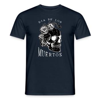Flower Skull Dia De Los Muertos Day Of Dead Floral - Männer T-Shirt - Navy - Vorne - AI Model Male 178 light (178cm)