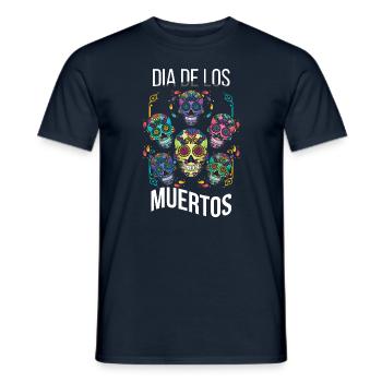 Bones Mexican Floral Muertos Day Of Dead Halloween - Men's T-Shirt - navy - Front - AI Model Male 178 light (178cm)