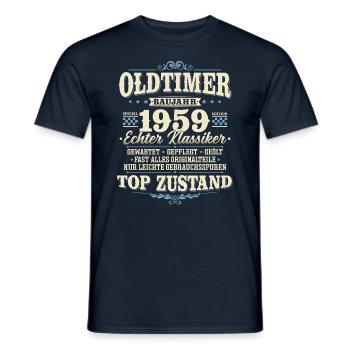 Oldtimer Baujahr 1959 Jahrgang geboren Geburtstag - Männer T-Shirt - Navy - Vorne - AI Model Male 178 light (178cm)
