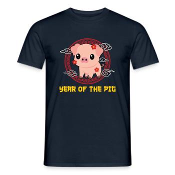 Année Du Cochon Kawaii Mignon Nouvel An Chinois - T-shirt homme - marine - Devant - AI Model Male 178 light (178cm)