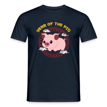 Année Du Cochon Kawaii Zodiac Nouvel An Chinois - T-shirt homme - marine - Devant - AI Model Male 178 light (178cm)