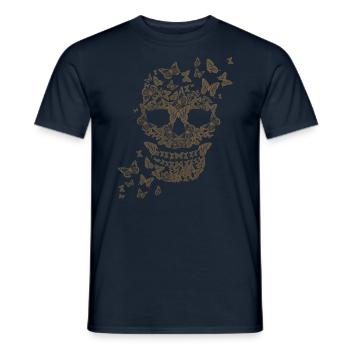 Butterfly skull sepia - Men's T-Shirt - navy - Front - AI Model Male 178 light (178cm)