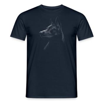 berger noir / Malinois - T-shirt homme - marine - Devant - AI Model Male 178 light (178cm)