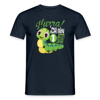 1 birthday children caterpillar - Men's T-Shirt - navy - Front - AI Model Male 178 light (178cm)