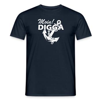 Moin Digga Anker - Männer T-Shirt - Navy - Vorne - AI Model Male 178 light (178cm)