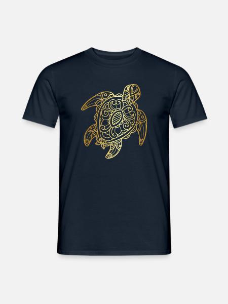 Schildkröte Tribal Kunst Zeichnung - Männer T-Shirt - Navy