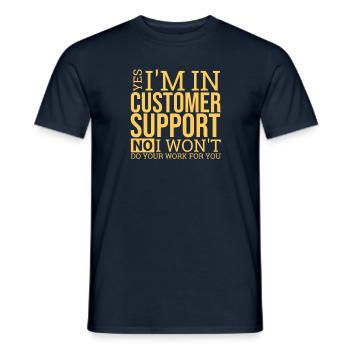 "Customer Support Work | Service Management" - Men's T-Shirt - navy - Front - AI Model Male 178 light (178cm)