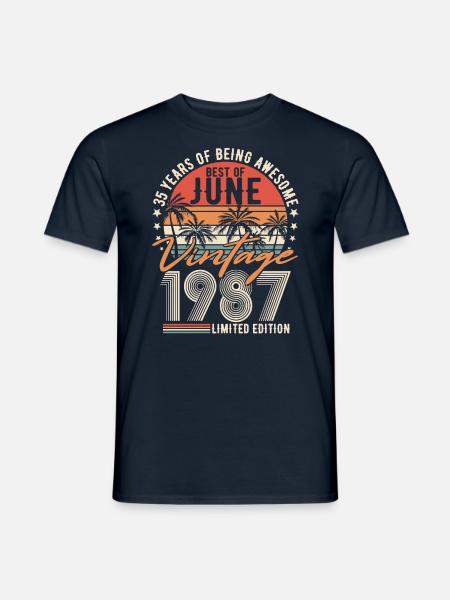 35 Geburtstag Juni 1987 Jahrgang Vintage - Männer T-Shirt - Navy