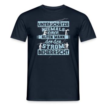 Unterschätze niemals einen ALTEN MANN der Strom - Männer T-Shirt - Navy - Vorne - AI Model Male 178 light (178cm)