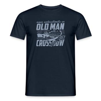 Crossbow never underestimate an old man - Men's T-Shirt - navy - Front - AI Model Male 178 light (178cm)