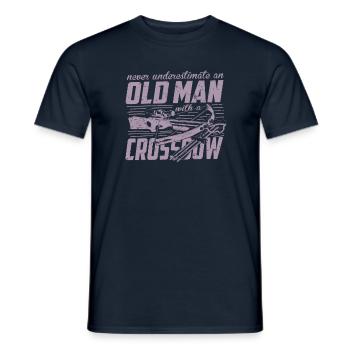Crossbow never underestimate an old man - Men's T-Shirt - navy - Front - AI Model Male 178 light (178cm)