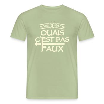Ouais c'est pas faux citation Perceval Karadoc - T-shirt homme - vert sauge - Devant - AI Model Male 178 light (178cm)
