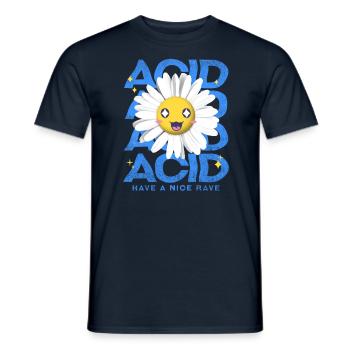 Acid House Flower Techno EDM Party Festival DJ - Men's T-Shirt - navy - Front - AI Model Male 178 light (178cm)