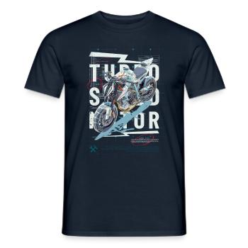 Motorcycle Technical Drawing - Men's T-Shirt - navy - Front - AI Model Male 178 light (178cm)