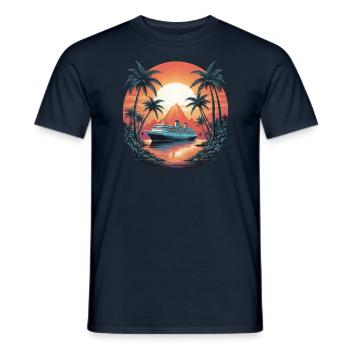 Sunset cruise ship - Men's T-Shirt - navy - Front - AI Model Male 178 light (178cm)