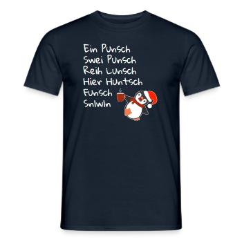 Ein Punsch Swei Punsch - Pinguin Weihnachtsfeier - Männer T-Shirt - Navy - Vorne - AI Model Male 178 light (178cm)