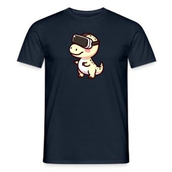 Mignon Dino T-Rex Réalité Virtuelle Gamer Dessin animé - T-shirt homme - marine - Devant - AI Model Male 178 light (178cm)