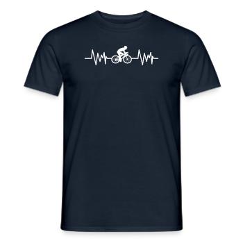Bike biking heartbeat biker fan gift idea - Men's T-Shirt - navy - Front - AI Model Male 178 light (178cm)