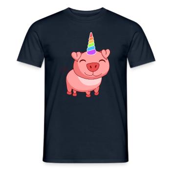 Schwein Einhorn magisches Schweinchen mit Einhorn - Männer T-Shirt - Navy - Vorne - AI Model Male 178 light (178cm)