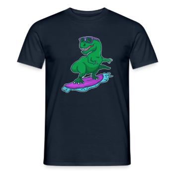 Surfer Dino T-Rex on surfboard surfer gift - Men's T-Shirt - navy - Front - AI Model Male 178 light (178cm)