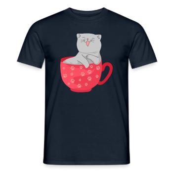 BKH Katze in einer Tasse Kaffee Katzen Geschenk - Männer T-Shirt - Navy - Vorne - AI Model Male 178 light (178cm)