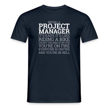 "Project Manager Bike" | "Project Manager" - Men's T-Shirt - navy - Front - AI Model Male 178 light (178cm)