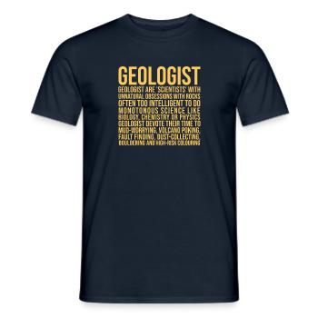 « Définition géologique | Geology » - T-shirt homme - marine - Devant - AI Model Male 178 light (178cm)