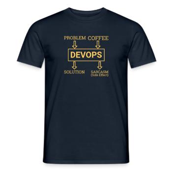 "DevOps Sarcasm | Softwareentwicklung" - Männer T-Shirt - Navy - Vorne - AI Model Male 178 light (178cm)