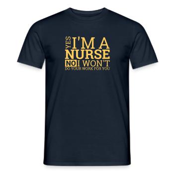 "Nurse Work | Health system" - Men's T-Shirt - navy - Front - AI Model Male 178 light (178cm)