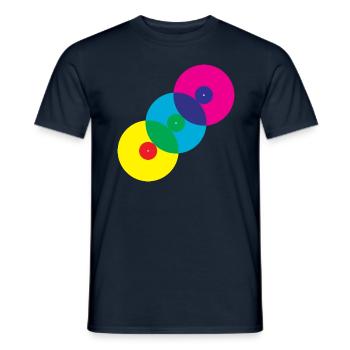 Vinyl Records (Diagonal) - Men's T-Shirt - navy - Front - AI Model Male 178 light (178cm)