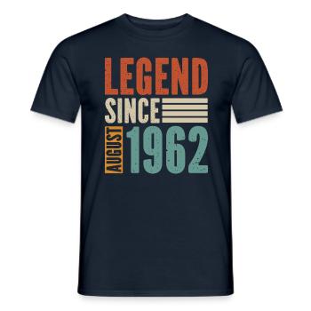 Légende Août 1962 Vintage Vintage Anniversaire - T-shirt homme - marine - Devant - AI Model Male 178 light (178cm)