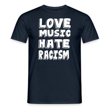 Love Music Hate Racism - Men's T-Shirt - navy - Front - AI Model Male 178 light (178cm)