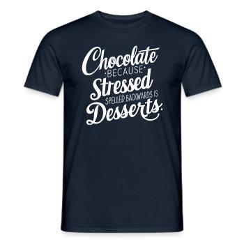 Chocolate Dessert Stress Saying Funny Dessert - Men's T-Shirt - navy - Front - AI Model Male 178 light (178cm)