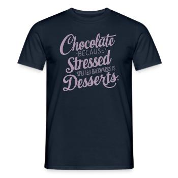 Chocolate Dessert Stress Saying Funny Dessert - Men's T-Shirt - navy - Front - AI Model Male 178 light (178cm)