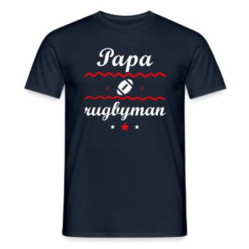 papa rugbyman, cadeau fête des pères - T-shirt homme - marine - Devant - AI Model Male 178 light (178cm)