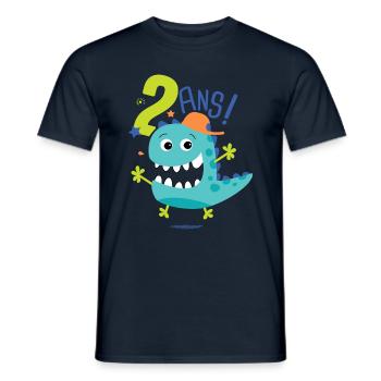 j'ai 2 ans Cadeau anniversaire 2 ans dinosaure - T-shirt homme - marine - Devant - AI Model Male 178 light (178cm)