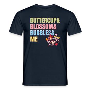 Powerpuff Girls Buttercup Blossom Bubbles Me - Men's T-Shirt - navy - Front - AI Model Male 178 light (178cm)