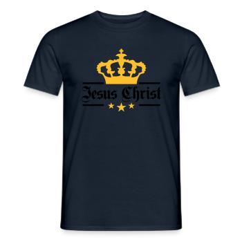 mr roi couronne roi jésus logo symbole christ croi - T-shirt homme - marine - Devant - AI Model Male 178 light (178cm)