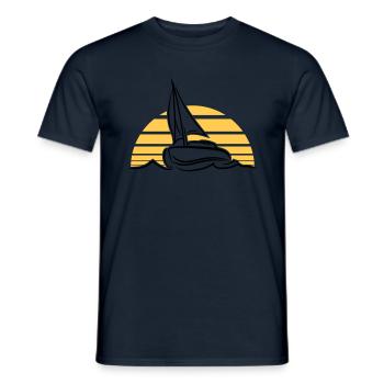 soleil coucher de soleil lever du soleil bateau à - T-shirt homme - marine - Devant - AI Model Male 178 light (178cm)
