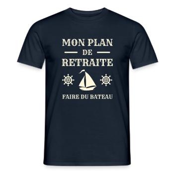 mon plan de retraite bateau humour capitaine homme - T-shirt homme - marine - Devant - AI Model Male 178 light (178cm)