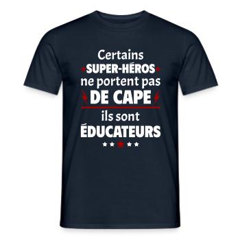 Certains super-héros sont éducateurs, cadeau noël - T-shirt homme - marine - Devant - AI Model Male 178 light (178cm)