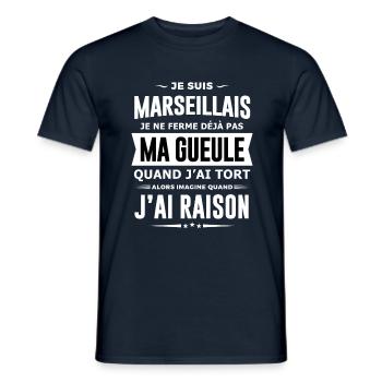 Marseillais je ferme pas ma gueule cadeau humour - T-shirt homme - marine - Devant - AI Model Male 178 light (178cm)