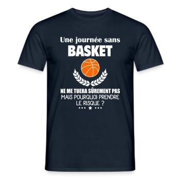 Une journée sans basket, basketteur, noël - T-shirt homme - marine - Devant - AI Model Male 178 light (178cm)