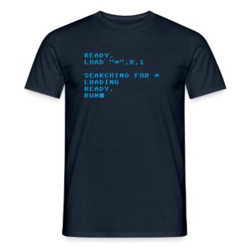 C64 - Retro - Commodore - Loading Screen - T-shirt homme - marine - Devant - AI Model Male 178 light (178cm)