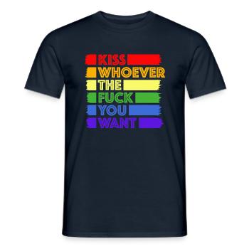 Kiss whoever you want | gay, gay, gay - Men's T-Shirt - navy - Front - AI Model Male 178 light (178cm)