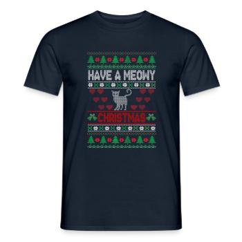 Amant de chat de Noël de Noël Meowy - T-shirt homme - marine - Devant - AI Model Male 178 light (178cm)