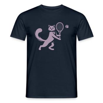 Chat Joueur de Tennis Club Silhouette - T-shirt homme - marine - Devant - AI Model Male 178 light (178cm)