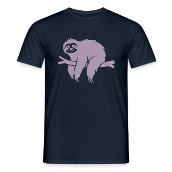 Minimalistisches Faultier entspannt auf einem Ast - Männer T-Shirt - Navy - Vorne - AI Model Male 178 light (178cm)